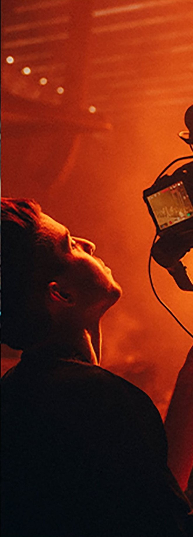 Camera operator under red light